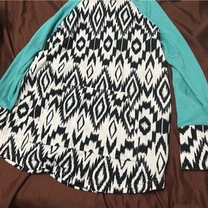 LuLaRoe Black and White Top with Teal Accents